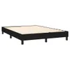 A black upholstered bed frame with a wooden slat mattress support, shown from a side angle on a white background. Produktbild-Vorschau