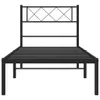 A black metal bed frame with a diamond pattern headboard, shown from the front on a white background. Produktbild-Vorschau