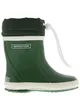A single green rain boot with a black cuff and white trim, set against a white background. Produktbild-Vorschau