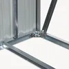 Close-up view of the metal frame and corner joint of a storage shed. Podgląd zdjęcia produktu