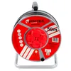 A red and gray cable reel with four outlets is shown against a white background. Produktbild-Vorschau