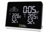 A digital weather station displaying indoor and outdoor temperature and humidity, along with the time and weather icons. Produktbild-Vorschau