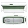Dimensions of a foldable bathtub are shown in two views: side and top. The side view shows the length, height, and folded length. The top view shows the width and internal width. Produktbild-Vorschau