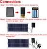 Instructions for connecting a solar panel, power storage box, and water pump. Produktbild-Vorschau