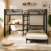 Hochbett 90 x 200 cm , Schwarz , MDF und Metall , Produktbild-Vorschau 2