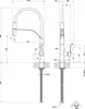 Technical drawing of a faucet with dimensions. Podgląd zdjęcia produktu