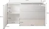 A diagram showing the dimensions of a white and light brown sideboard. Anteprima dell’immagine prodotto