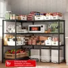 A well-organized kitchen pantry with a multi-tier shelving unit filled with food items, appliances, and storage containers. Voir les images du produit