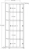 A technical drawing of a glass display cabinet with dimensions indicated. Produktbild-Vorschau
