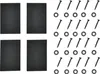 Four black rectangular pads and a collection of screws and washers are arranged on a white background. Náhled obrázku produktu