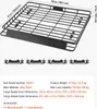 A black roof rack basket with dimensions and mounting hardware shown. Produktbild-Vorschau