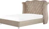 BELIANI Bett Taupe Samtstoff 180 x 200 cm hohes Kopfteil Produktbild-Vorschau 1