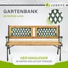 A garden bench with decorative elements and text overlays. Náhľad obrázku produktu