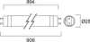 Technical drawing of a fluorescent tube with dimensions and diameter. Produktbild-Vorschau
