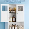 A white bathroom cabinet filled with various toiletries and towels. Podgląd zdjęcia produktu