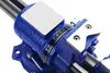 Close-up of a blue multifunctional vise with a silver plate and a degree scale. Podgląd zdjęcia produktu
