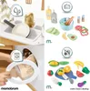 A collage of images showing a toy kitchen sink, a toy washing machine, and toy food items. Podgląd zdjęcia produktu