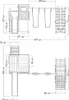 Top and side views of a children's playground set with dimensions indicated. Podgląd zdjęcia produktu