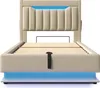 okwish Lit coffre 90×200 cm pour jeune, LED, ports Voir les images du produit 9