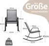 Diagrams showing the dimensions of a rocking chair, with text in German indicating size and chair type. Náhled obrázku produktu