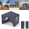 A collage of images showing a dark gray pop-up tent in various settings: on a beach, at a picnic, and in a grassy field. A close-up of a zipper is also shown. Produktbild-Vorschau