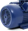 Close-up view of the front and side of a blue electric motor. Produktbild-Vorschau