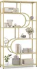 A gold and white geometric bookshelf filled with decorative items. Produktbild-Vorschau