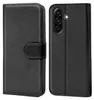 A black flip case for a smartphone is shown from the front and back. Produktbild-Vorschau
