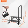 A diagram of a two-step RV stair with dimensions and a logo. Voir les images du produit