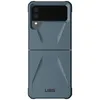 A blue flip phone case is shown against a white background. Produktbild-Vorschau