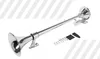 A chrome-plated air horn with its mounting hardware and accessories on a white and gray striped background. Náhľad obrázku produktu
