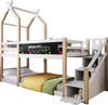 A bunk bed with a house-shaped frame and a chalkboard panel. Produktbild-Vorschau