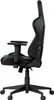 A side view of a black gaming chair with green accents. Podgląd zdjęcia produktu