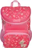 A pink kindergarten backpack with a floral and heart pattern, featuring a deer applique on the front pocket. Anteprima dell’immagine prodotto