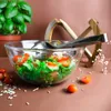 Salatschale aus Glas mit Salatbesteck auf Holz-Gestell Produktbild-Vorschau 4