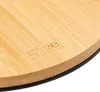 A close-up view of the edge of a round bamboo cutting board with a black rim. The brand name '5five' and 'Simply Smart' are visible as a logo and text etched into the bamboo surface. Podgląd zdjęcia produktu