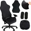 A collage of images showing a black gaming chair cover and its individual components. Produktbild-Vorschau