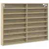 A wooden display shelf unit with multiple compartments. Podgląd zdjęcia produktu