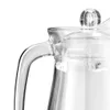A close-up shot of the handle and lid of a clear glass carafe. Podgląd zdjęcia produktu
