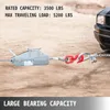 A heavy-duty winch and cable system is shown attached to the front of a car, demonstrating its towing or lifting capabilities. Voir les images du produit