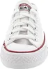 A close-up, front-facing view of a white Converse All Star sneaker. Voir les images du produit