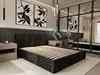 A bedroom scene with a bed frame and bedding. Produktbild-Vorschau
