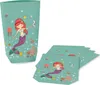 A teal colored cup and a stack of coasters with a mermaid theme. Produktbild-Vorschau