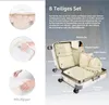 Set van 8 kofferorganizers in beige, inclusief toilettas en Productafbeelding-voorbeeld 3