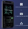 A smartphone displaying a 3D hologram app interface next to a diagram illustrating the product's setup process. Podgląd zdjęcia produktu