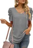 ASKSA Damen T-Shirt Sommer V-Ausschnitt Bluse Lässige Produktbild-Vorschau 2