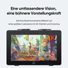 A graphic display tablet showing a colorful artwork with resolution indicators. Podgląd zdjęcia produktu