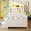 A child's bedroom with a white bed, decorated with playful elements like a giraffe height chart and cloud-shaped pillows. Anteprima dell’immagine prodotto