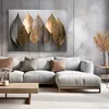 Leinwandbild Minimalismus Goldene Blätter Abstraktion 90x60 Produktbild-Vorschau 2