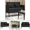 The Living Store Gartenbank mit Kissen Schwarz Poly Rattan Produktbild-Vorschau 2